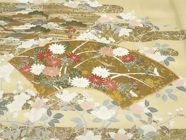 平和屋着物●訪問着　作家物　駒刺繍　地紙草花文　金彩　正絹　逸品　DABD9387ud 平和屋着物○訪問着 作家物 駒刺繍 地紙草花文 金彩 正絹 逸品