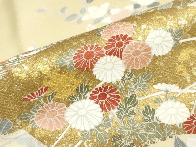 平和屋着物○訪問着 作家物 駒刺繍 地紙草花文 金彩 正絹