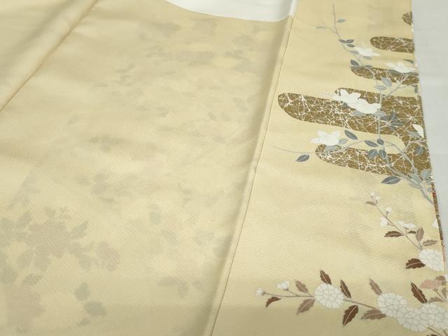 平和屋着物●訪問着　作家物　駒刺繍　地紙草花文　金彩　正絹　逸品　DABD9387ud 平和屋着物○訪問着 作家物 駒刺繍 地紙草花文 金彩 正絹 逸品