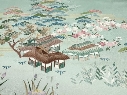 平和屋着物●中国三大刺繍　蘇州刺繍　訪問着　作家物　流水風景草花文　暈し染め　金糸　正絹　逸品　未使用　DABD9390ud