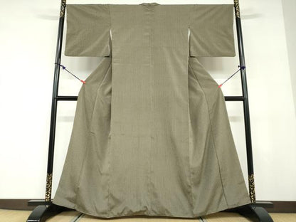 平和屋着物●上質なお召　縞　正絹　逸品　DABD9391ud