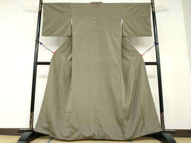 平和屋着物●上質なお召　縞　正絹　逸品　DABD9391ud
