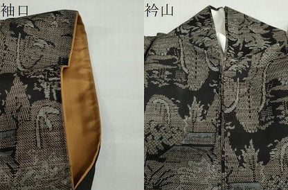 平和屋着物●本場大島紬　9マルキ　風景文　正絹　逸品　DABD9397ud