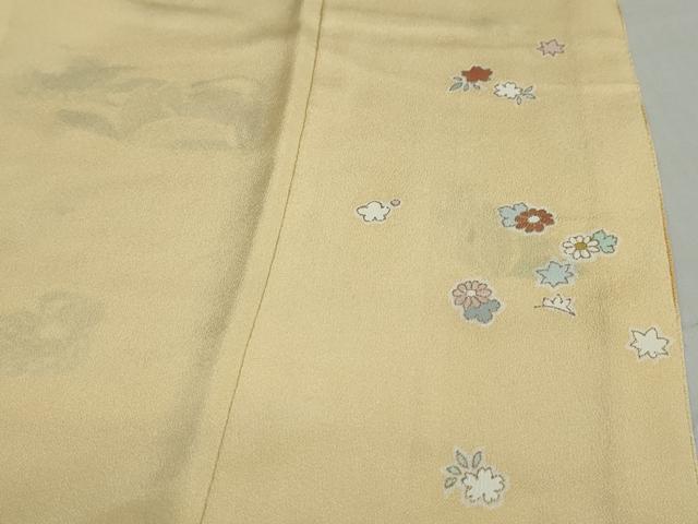 平和屋着物●訪問着　作家物　流水群れ鳥草花文　暈し染め　金彩　鬼しぼ縮緬　正絹　逸品　DABD9401ud