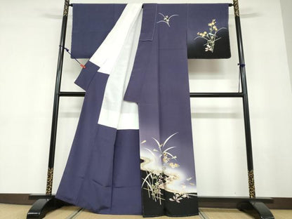 平和屋着物●金彩友禅　卓越技能者・名工・和田光正　訪問着　流水扇面草花文　暈し染め　金彩　正絹　逸品　未使用　DABD9403ud