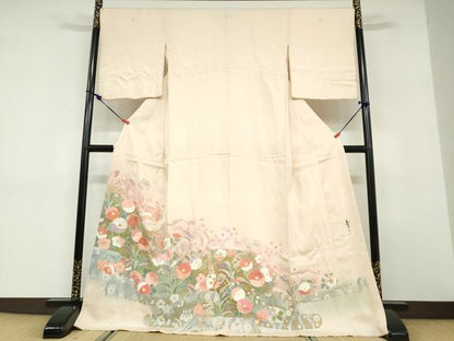 平和屋着物●京友禅の第一人者　松井青々　色留袖　駒刺繍　草花文　金彩　大丸扱い　正絹　逸品　DABD9404ud