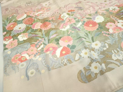 平和屋着物●京友禅の第一人者　松井青々　色留袖　駒刺繍　草花文　金彩　大丸扱い　正絹　逸品　DABD9404ud