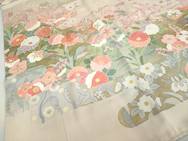 平和屋着物●京友禅の第一人者　松井青々　色留袖　駒刺繍　草花文　金彩　大丸扱い　正絹　逸品　DABD9404ud