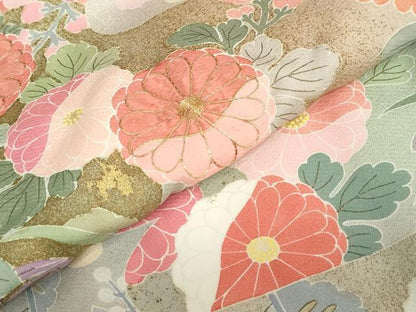 平和屋着物●京友禅の第一人者　松井青々　色留袖　駒刺繍　草花文　金彩　大丸扱い　正絹　逸品　DABD9404ud