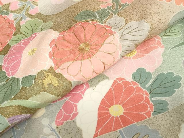平和屋着物●京友禅の第一人者　松井青々　色留袖　駒刺繍　草花文　金彩　大丸扱い　正絹　逸品　DABD9404ud