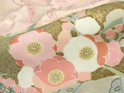 平和屋着物●京友禅の第一人者　松井青々　色留袖　駒刺繍　草花文　金彩　大丸扱い　正絹　逸品　DABD9404ud
