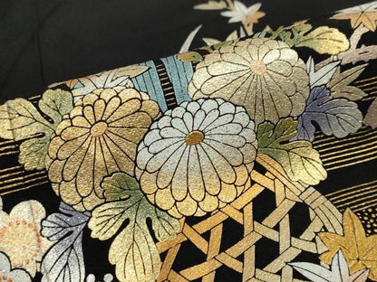 平和屋着物●金彩友禅　卓越技能者・名工・和田光正　黒留袖　立波花車文　金彩　正絹　逸品　DABD9406ud