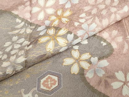平和屋着物●訪問着　駒刺繍　絞り　流水吉祥草花文　金彩　正絹　逸品　DABD9412ud
