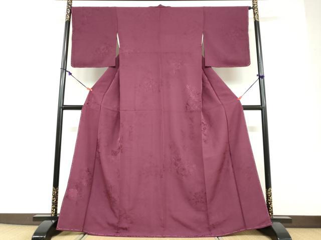 平和屋着物●無地絵羽訪問着　刺繍　草花文　暗紅色　正絹　逸品　未使用　DABD9416ud 平和屋着物○無地絵羽訪問着 刺繍 草花文 暗紅色 正絹 逸品