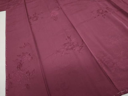 平和屋着物●無地絵羽訪問着　刺繍　草花文　暗紅色　正絹　逸品　未使用　DABD9416ud
