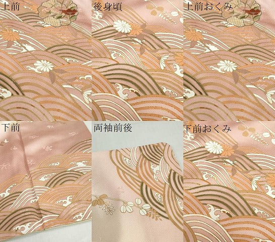 平和屋着物●中国三大刺繍　汕頭刺繍　訪問着　流水花絵皿文　暈し染め　金彩　正絹　逸品　DABD9417ud 平和屋着物○中国三大刺繍 汕頭刺繍 訪問着 流水花絵皿文 暈し染め