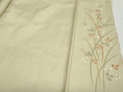 平和屋着物●中国三大刺繍　汕頭刺繍　訪問着　流水花絵皿文　暈し染め　金彩　正絹　逸品　DABD9417ud