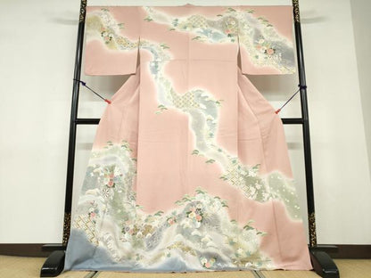平和屋着物●訪問着　作家物　道長花車文　暈し染め　金彩　正絹　逸品　未使用　DABD9418ud
