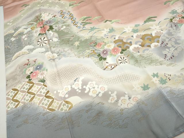 平和屋着物○訪問着 作家物 道長花車文 暈し染め 金彩 正絹