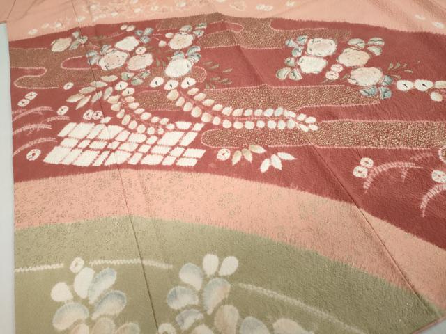 平和屋着物●十日町　名門　滝泰謹製　訪問着　絞り　辻が花　金彩　正絹　逸品　DABD9419ud