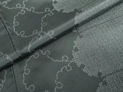 平和屋着物●洗える最高級着物　＜英＞はなぶさ謹製　小紋　雪輪間道　黒地　洗える着物　DABD9425ud