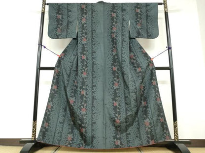 平和屋着物●洗える最高級着物　＜英＞はなぶさ謹製　小紋　草花文　洗える着物　DABD9427ud