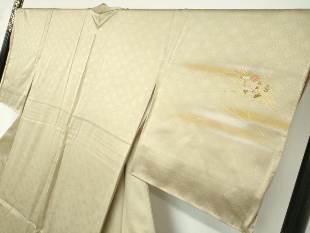 平和屋着物●人間国宝　福田喜三郎　訪問着　刺繍　草花小舟文　暈し染め　金彩　正絹　逸品　DABD9431ud