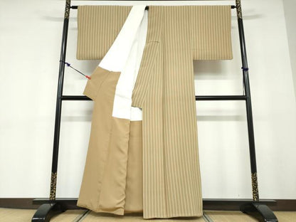 平和屋着物●重要無形文化財　人間国宝　伊勢型紙縞彫師　児玉博　江戸小紋　縞　反端付き　正絹　逸品　DABD9441ud