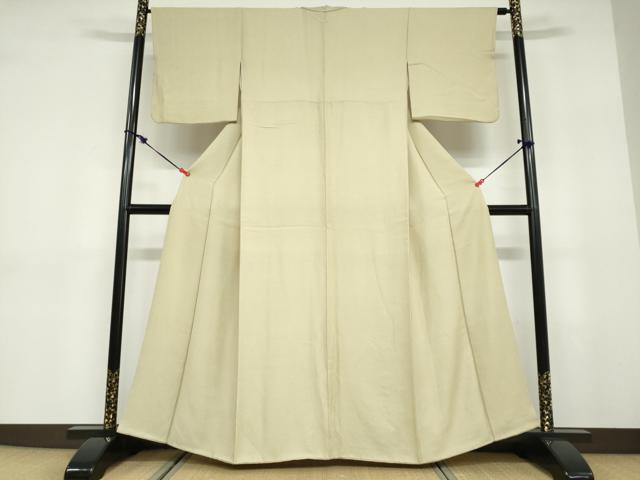 平和屋着物●上質な色無地　泥染　唐草地紋　木蘭色　正絹　逸品　DABD9442ud