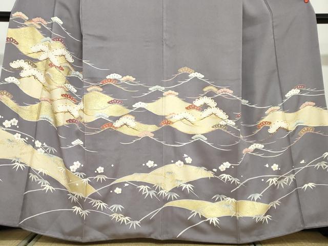 平和屋着物●訪問着　流水梅松文　金彩　正絹　逸品　DABD9443ud