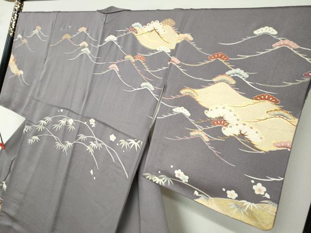 平和屋着物●訪問着　流水梅松文　金彩　正絹　逸品　DABD9443ud