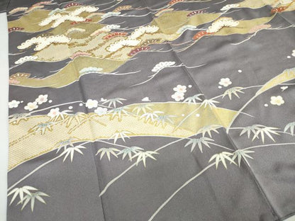平和屋着物●訪問着　流水梅松文　金彩　正絹　逸品　DABD9443ud