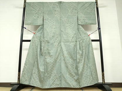 平和屋着物●上質な小紋　紬地　ろうけつ染め　切嵌吉祥文　正絹　逸品　DABD9449ud