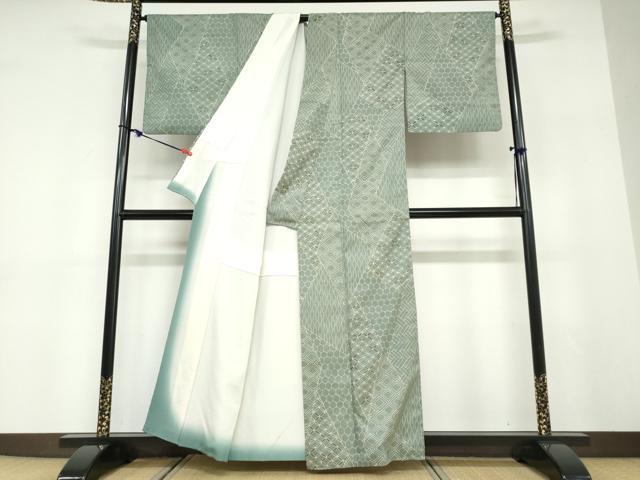 平和屋着物●上質な小紋　紬地　ろうけつ染め　切嵌吉祥文　正絹　逸品　DABD9449ud