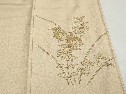 平和屋着物●色留訪問着　総刺繍　舞花文　金糸　正絹　逸品　DABD9450ud