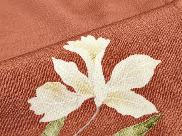平和屋着物●訪問着　草花文　金彩　鬼しぼ縮緬　正絹　逸品　DABD9451ud