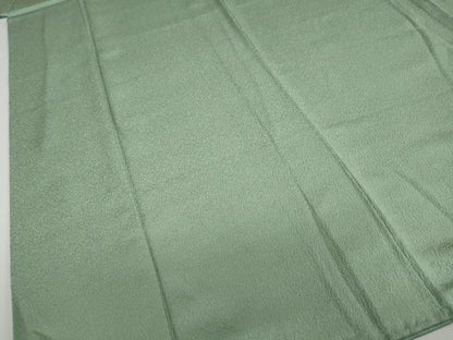 平和屋着物●上質な色無地　紋意匠　若葉色　正絹　逸品　DABD9454ud