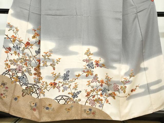 平和屋着物●訪問着　刺繍　草花籬文　金彩　正絹　逸品　未使用　DABD9462ud