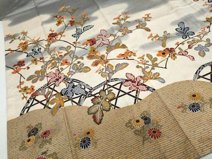 平和屋着物●訪問着　刺繍　草花籬文　金彩　正絹　逸品　未使用　DABD9462ud