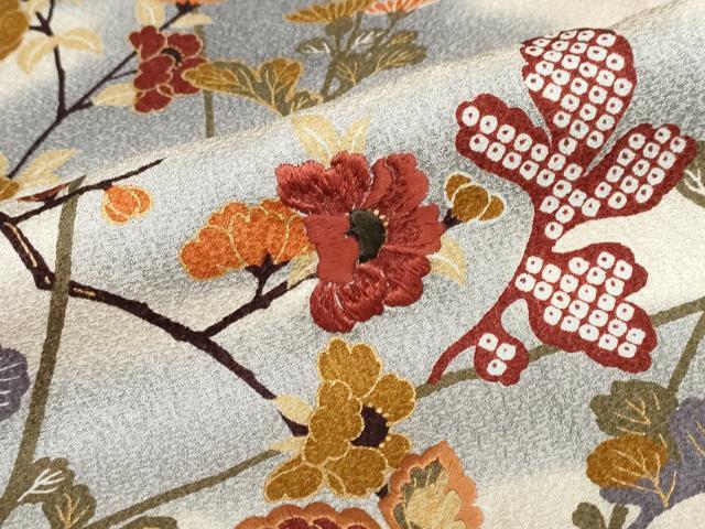 平和屋着物●訪問着　刺繍　草花籬文　金彩　正絹　逸品　未使用　DABD9462ud