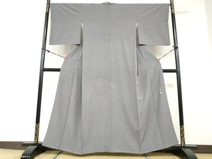 平和屋着物●伝統工芸師　服部光擴　江戸小紋　変わり格子文　正絹　逸品　DABD9466ud