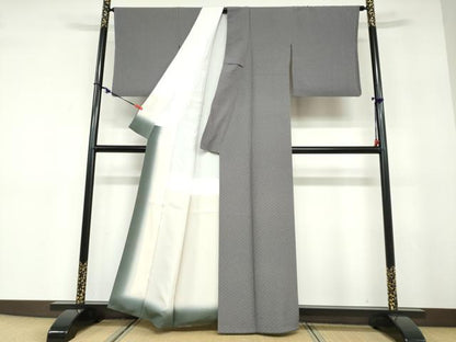 平和屋着物●伝統工芸師　服部光擴　江戸小紋　変わり格子文　正絹　逸品　DABD9466ud
