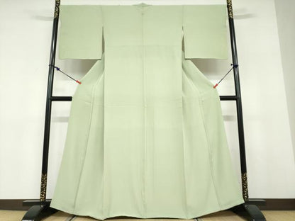 平和屋着物●上質な色無地　若菜色　正絹　逸品　DABD9468ud