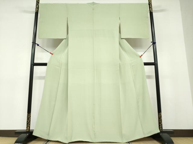 平和屋着物●上質な色無地　若菜色　正絹　逸品　DABD9468ud