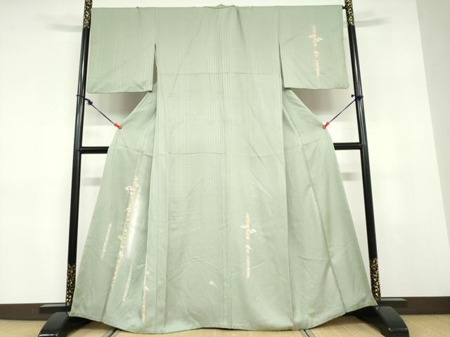 平和屋着物●訪問着　扇面草花文　暈し染め　金彩　正絹　逸品　DABD9469ud