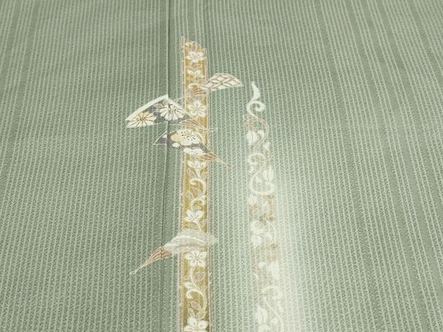 平和屋着物●訪問着　扇面草花文　暈し染め　金彩　正絹　逸品　DABD9469ud