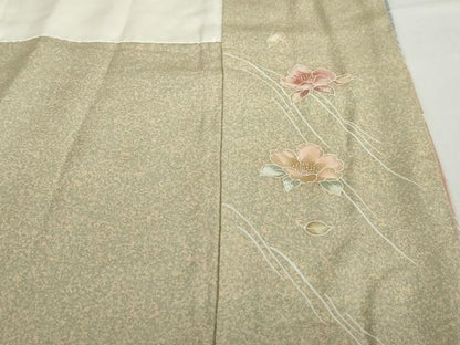 平和屋着物●訪問着　作家物　駒刺繍　草花文　暈し染め　金彩　正絹　逸品　未使用　DABD9470ud