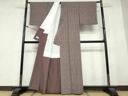 平和屋着物●洗える最高級着物　＜英＞はなぶさ謹製　小紋　枝葉文　洗える着物　DABD9477ud