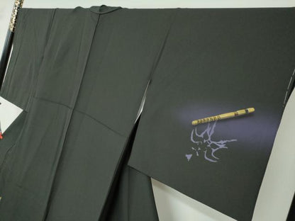平和屋着物●訪問着　人物文　隈取　黒地　金彩　正絹　逸品　DABD9480ud