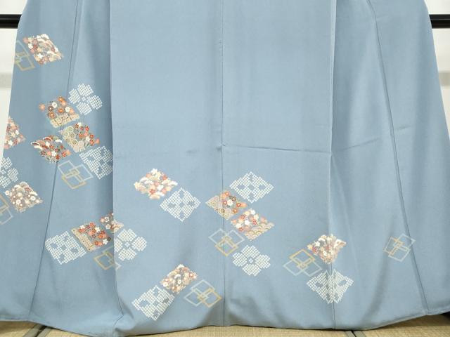 平和屋着物●訪問着　刺繍　菱草花文　金彩　正絹　逸品　DABD9482ud